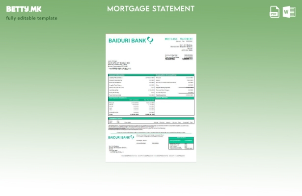 Модерен стил шаблон за извод на банкарска хипотека од Брунеи Бајдури